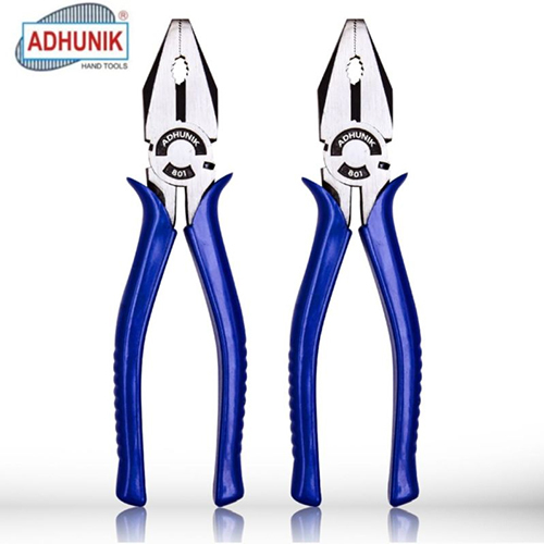 8 Inch Blue Sleeve Combination Plier - Stainless Steel, 8 Inch, Blue Rubber Handle , Rectangular Shape for Industrial Use