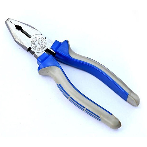 Dual Color Combination Plier - Stainless Steel, 8 Inch, Blue and Gray | Rubber Handle, Rectangle Shape, Industrial Use, Durable and Reliable