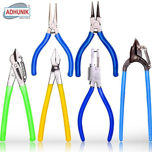 Mix Combination Pliers Set - Mild Steel, 8 Inch , Multicolor with Rubber Handles for Comfortable Grip, Rectangle Shape for Easy Handling