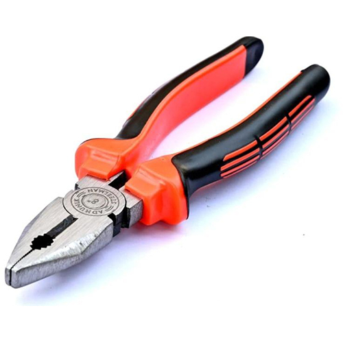 Steel Man Combination Plier - Stainless Steel, 8 Inches | Orange & Black Rubber Handle, Industrial Design, Rectangle Shape for Secure Grip
