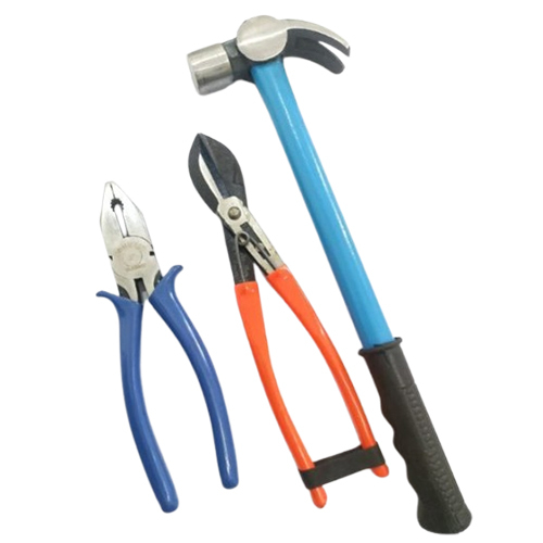 Hand Allied Hammer Plier And Cutter Set - Stainless Steel 6 Inch and 7 Inch Multicolor Design with Rubber Grip Handles for Industrial Use