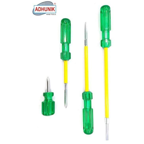 2 In 1 Screw Driver - Mild Steel Polished Finish Green Color | 1 Year Warranty Ideal for Industrial Use Corrosion Resistant