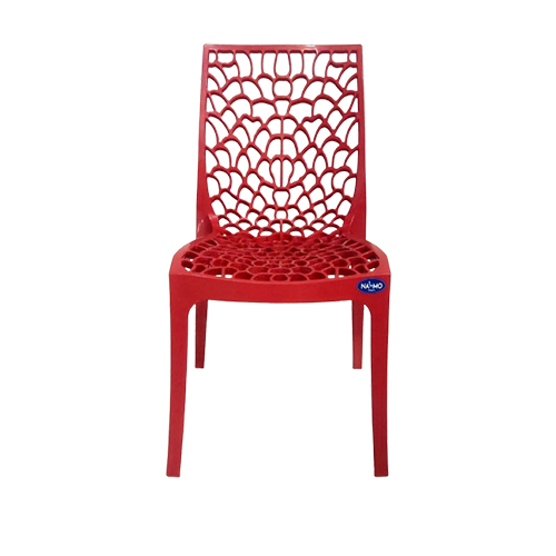 Red Color Web Arm Less Plastic Chair - Color: Different Available