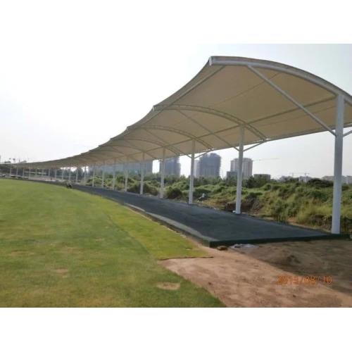 Car Parking Tensile Structure - High-Quality Tensile Fabric, Color-Coated White Finish | Durable Galvanized Poles, Standard Stylish Design