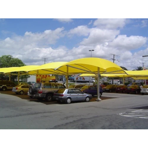Car Parking Tensile Structure - PVC Material, Yellow Color | Eco-Friendly, Easily Assembled, Standard Design for Car Parking Applications