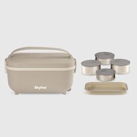 Skyline Electric Lunch Box With 4 Stainless Steel Containers - Color: Tan
