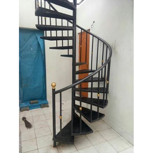 Mild Steel Spiral Staircase - Color: Black