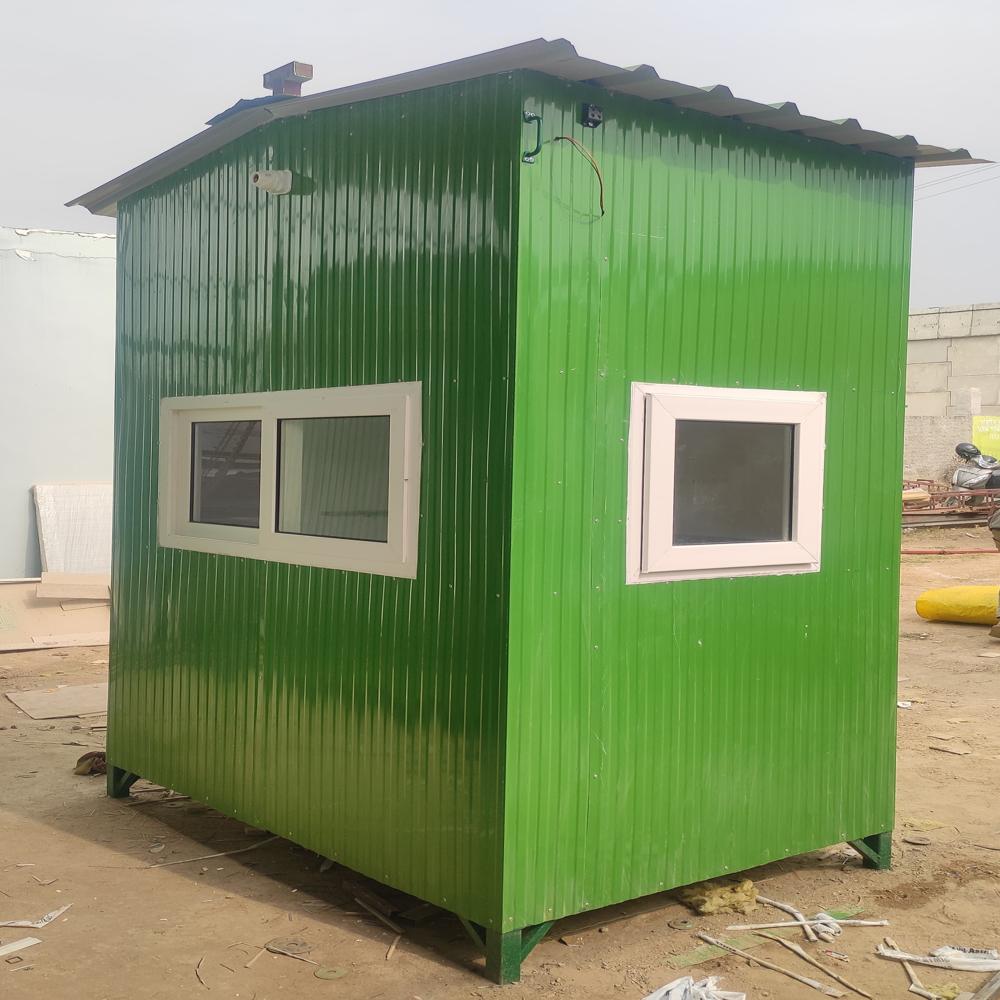Portable Security Cabin - 6' X 4' X 7'6" Rectangular Prefab Model, Green Mild Steel Roof, Lightweight 150 Lbs Guard House