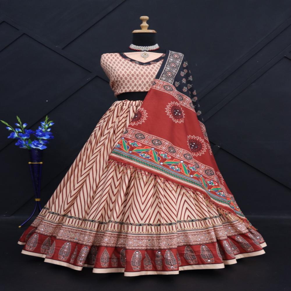 Digital Print Muslin Cotton Lehenga Choli