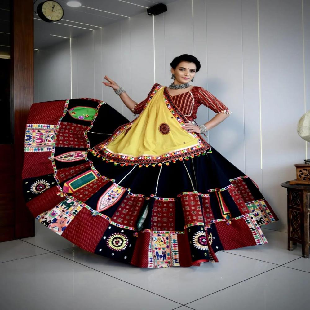 Digital Print Muslin Cotton Lehenga Choli - Color: Multi Color