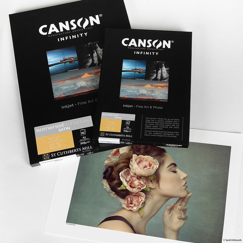 Canson Infinity Somerset Enhanced Satin 225 Gsm - 100% Cotton, A4 To A2 Size, Natural White Base, Superior Inkjet Coating For Digital Prints