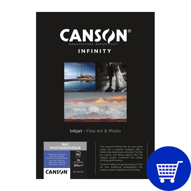 Canson Infinity Rag Photographique 310 Gsm - 100% Cotton, Smooth White Tone | Enhanced Longevity, Exceptional Dmax, Ideal For Fine Art Photography
