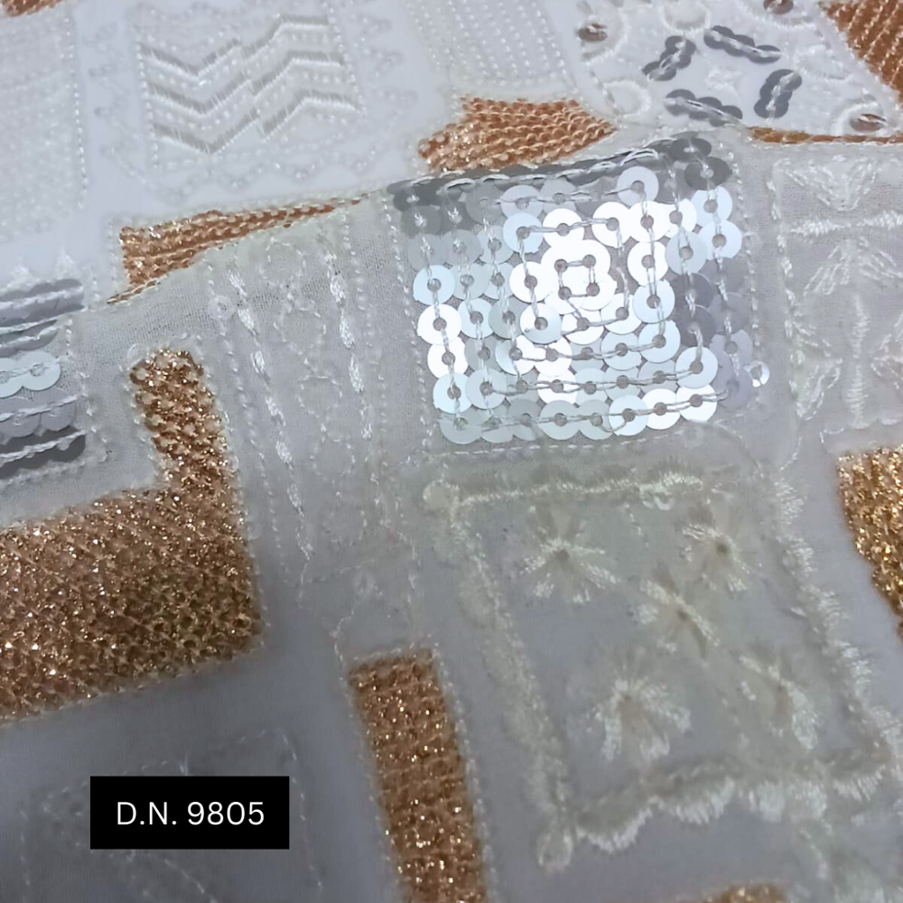 Luxurious Georgette Fabric With Gold & Silver Sequins