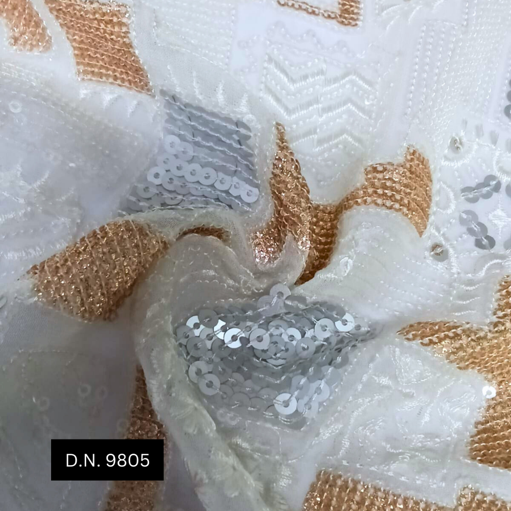 Luxurious Georgette Fabric With Gold & Silver Sequins