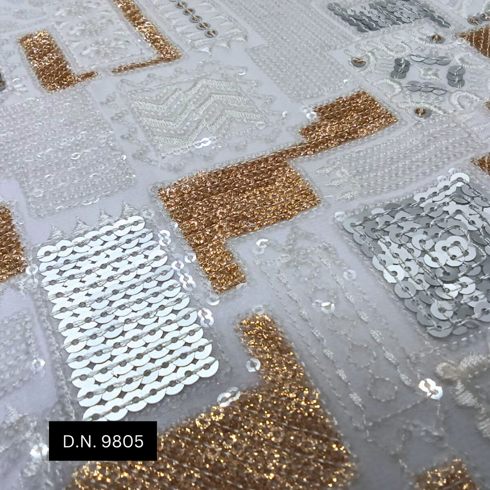 Luxurious Georgette Fabric With Gold & Silver Sequins