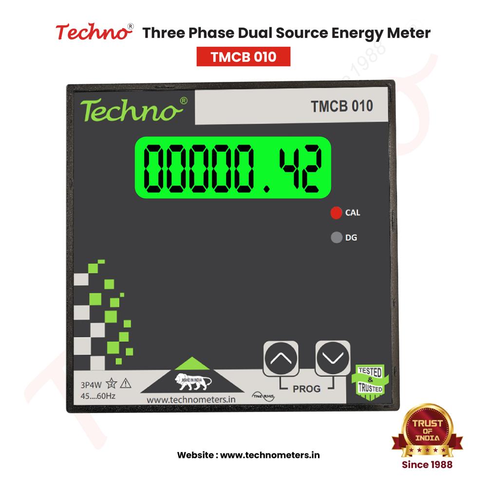 Techno Tmcb010 Dual Source Multifunctional Meter - Ac Three Phase, Class 1 Accuracy, 50 Hz, 3x240 V | Measures Eb And Dg Electricity Consumption