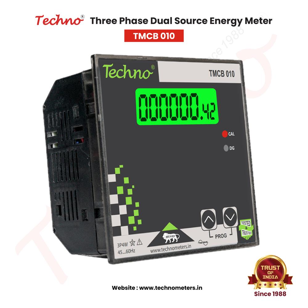 Techno Tmcb010 Dual Source Multifunctional Meter - Ac Three Phase, Class 1 Accuracy, 50 Hz, 3x240 V | Measures Eb And Dg Electricity Consumption
