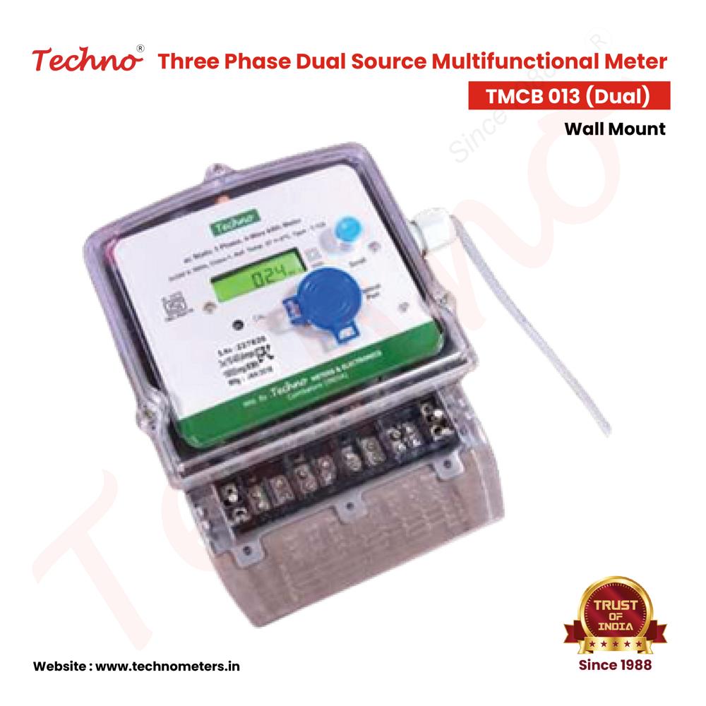 Techno Tmcb010 Dual Source Multifunctional Meter - Ac Three Phase, Class 1 Accuracy, 50 Hz, 3x240 V | Measures Eb And Dg Electricity Consumption