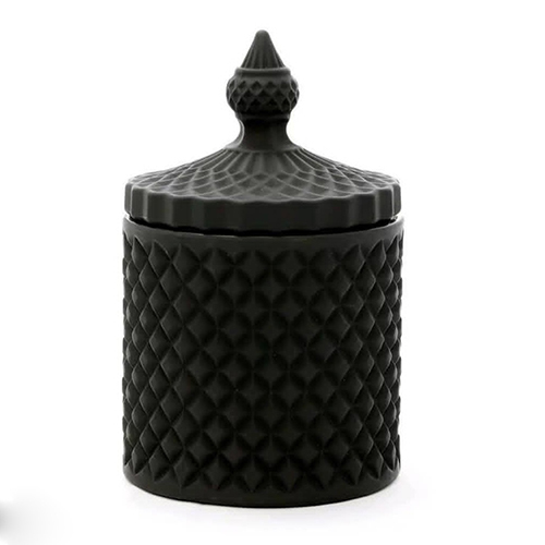 Matt Black Dimond Candy Jar - Material: Glass