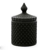 Crystal Glass Dimond Candy Jar Mat Black - Height: 10  Centimeter (cm)