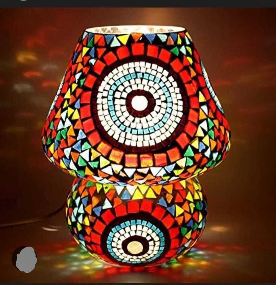 Mosaic Glass Table Lamp - High-Quality Metal, Various Sizes, Vibrant Multi-Color Design | Round Shape for Elegant Home Decor