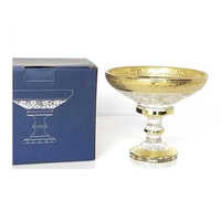 Crystal Glass Fruit Bowl - 10 Inch Diameter, Golden Color, Smooth Finish for Elegant Home Decoration