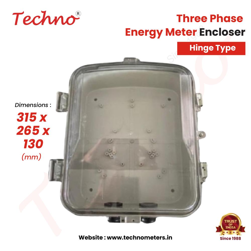 Techno Three Phase Energy Meter Enclosure - Polycarbonate, Gland & Hinge Type Locking Provision | Designed To Prevent Meter Tampering
