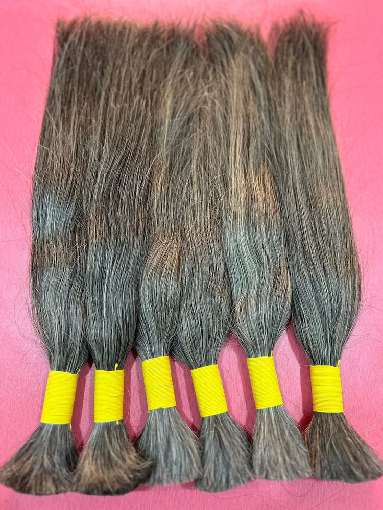 Natural Black Color Single Drawn Bulk Hair Bundles Hair Extension