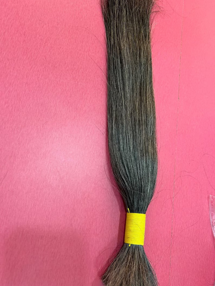 Natural Black Color Single Drawn Bulk Hair Bundles Hair Extension