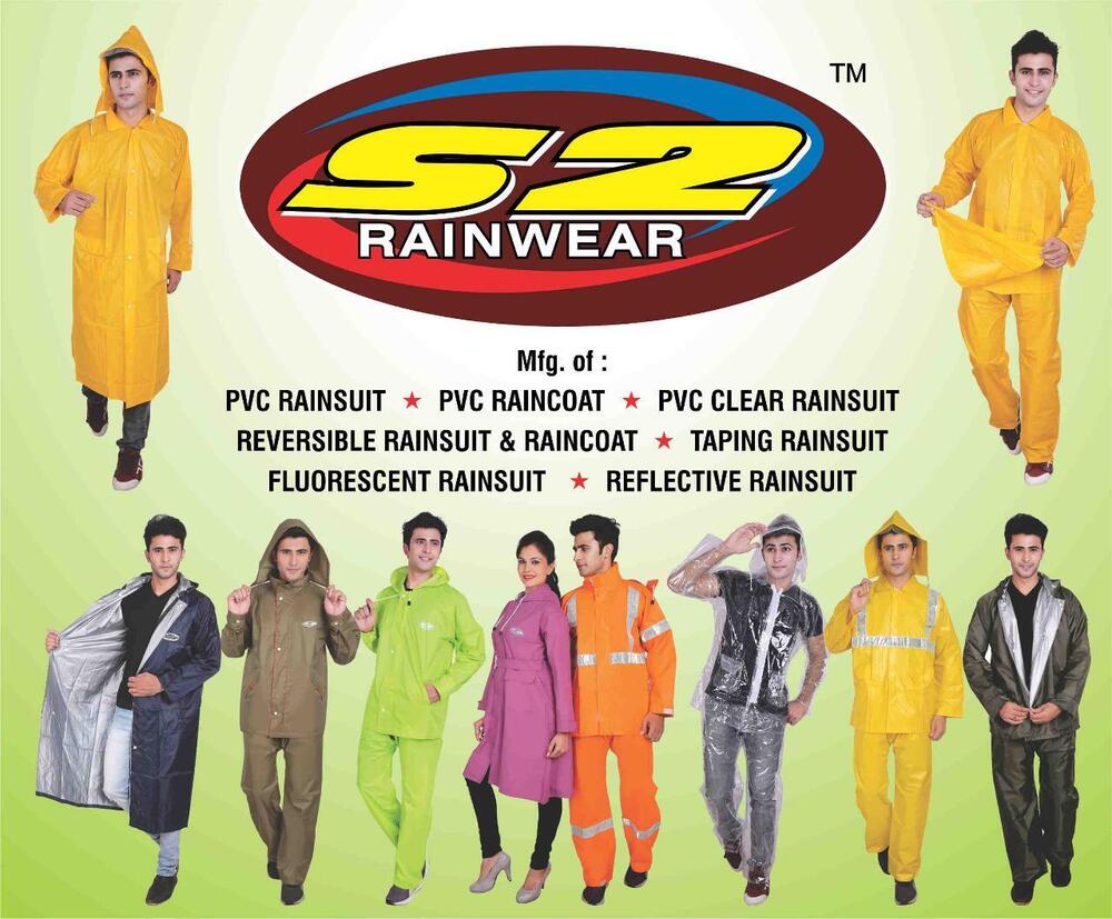 Reversible Rain Suit - Polyester Tafatta With Virgin Pvc Lining, 0.15mm Thick | High Visibility Reflective Tape, Long Coat With Hood, Assorted Colors, Free Size
