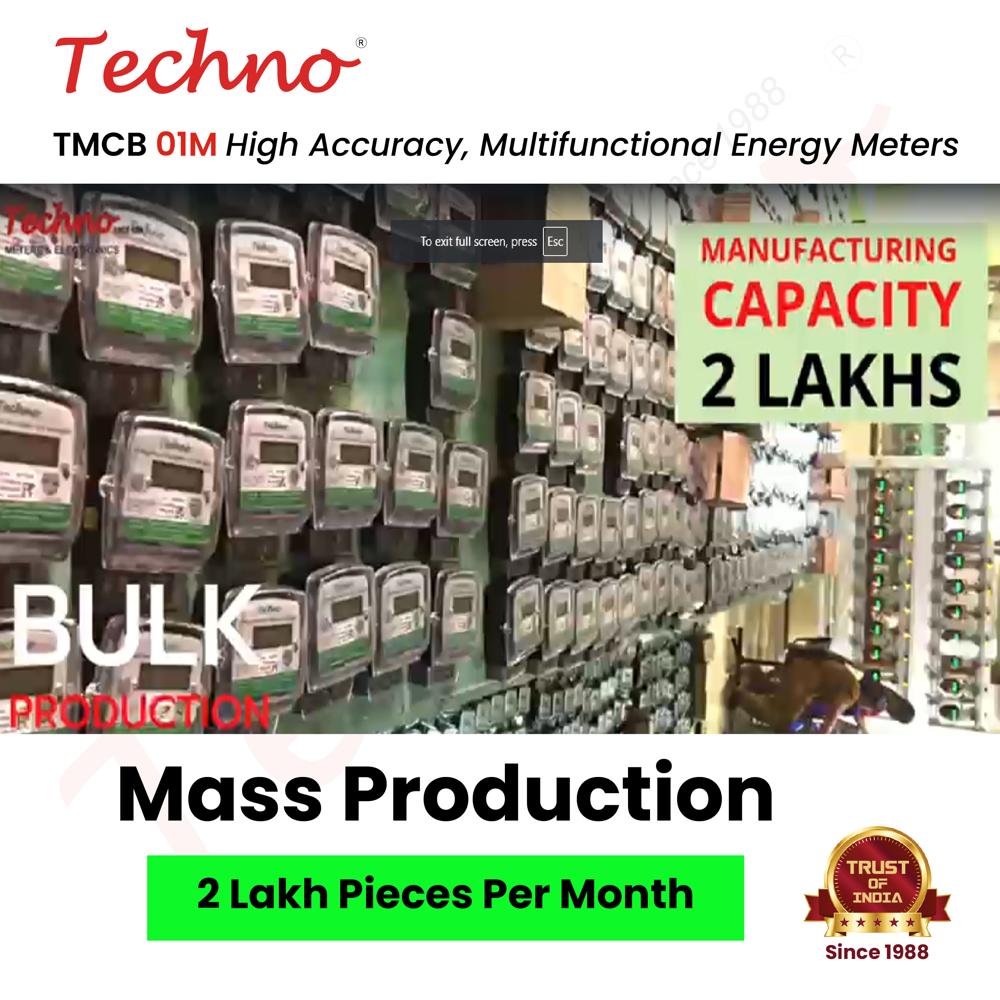 Single Phase Domestic Sub Meters - Techno Make Multifunctional Energy Meter, Class 1 Accuracy, Certified With Bis