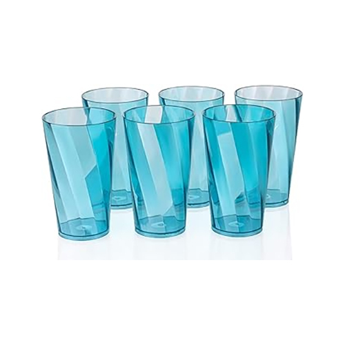 Unbreakable Transparent Plastic Drinking Water Glass - Color: Blue