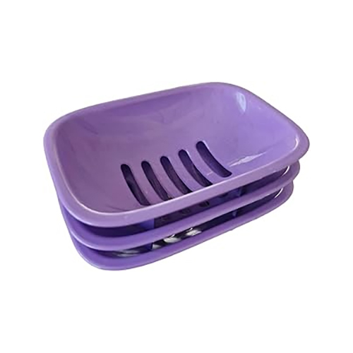 Plastic Soap Case For Bathroomset Of 3 - Color: Purple