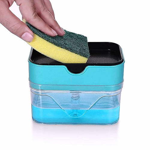 Plastic Soap Dispenser With Sponge - Color: Transparent