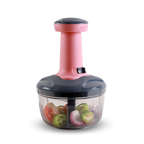 650Ml Push Chopper For Kitchen Manual Hand-Press Vegetable Chopper With 3 Stainless Steel Blades 1 Whisker For Chopping - Color: As Per Requirement