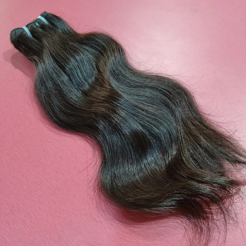 Natural Wavy Virgin hair extensions Double weft single Donor Raw Unprocessed human hair