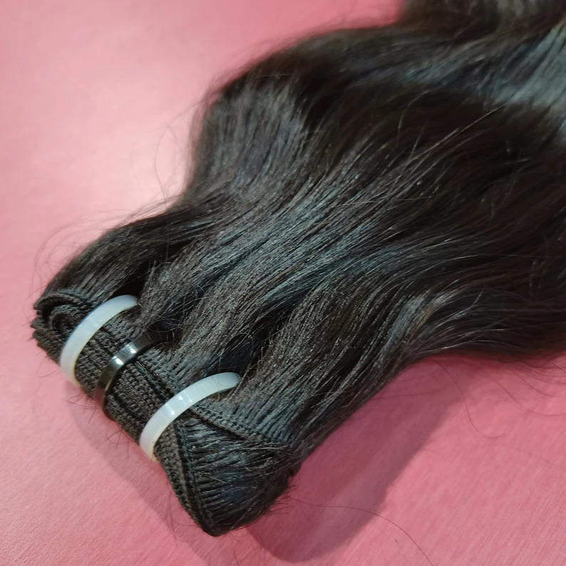Natural Wavy Virgin hair extensions Double weft single Donor Raw Unprocessed human hair
