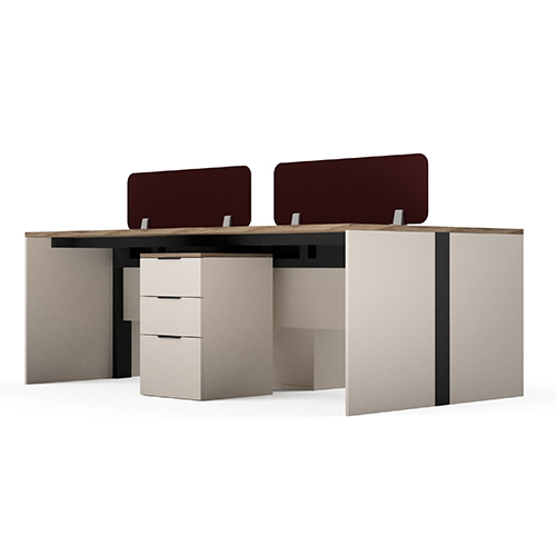 Modular Office Workstation 4 Seater Quad Sharing Horizon Series Ek Design - Artwork: Handmade