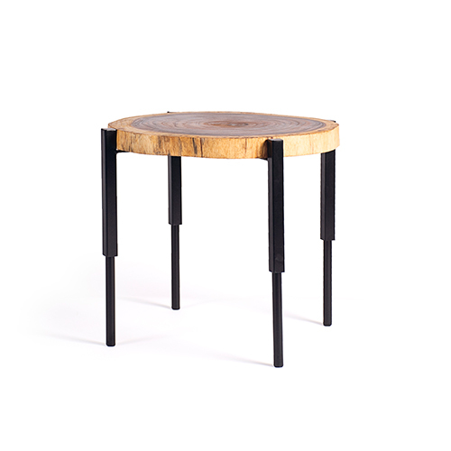 Wooden Side Table Wooden Coffee Table Live Edge Table Side Table with Metal Leg