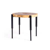 Wooden Side Table Wooden Coffee Table Live Edge Table Side Table with Metal Leg