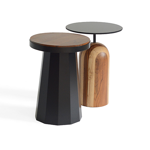 Slip Metal Side Table In Matte Black Finish With Wooden Top - Metals Type: Steel