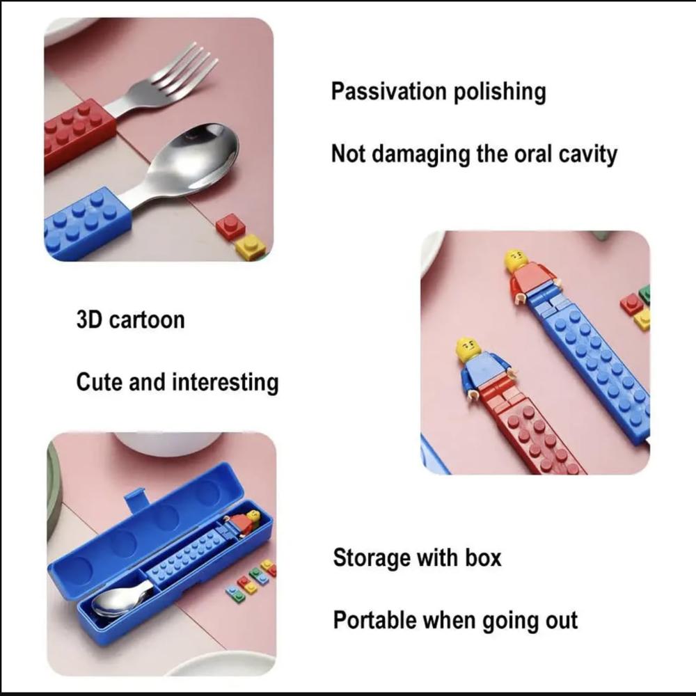Stainless Steel Building Blocks Cutlery Set of 3