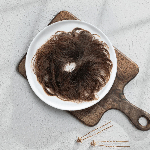 Brown Messy Bun Scrunchie - Application: Profesional