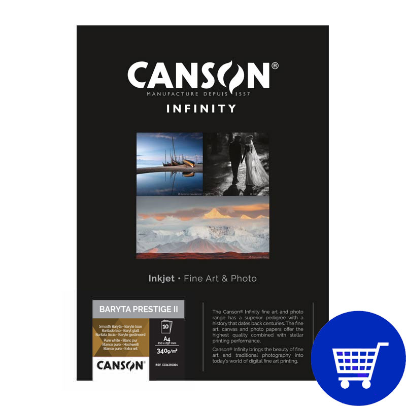 Canson Infinity Baryta Prestige Ii 340gsm - Cotton Blend, Natural White, Gloss Finish | Barium Sulphate Coated, Fsc & Iso 9706 Certified