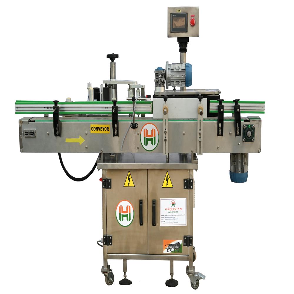 Round Bottle Sticker Labeling Machine - Mild Steel, Semi-Automatic, 5-Year Warranty | High Efficiency, Electric Drive, Frequency Speed Control