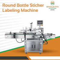 Round Bottle Sticker Labeling Machine - Mild Steel, Semi-Automatic, 5-Year Warranty | High Efficiency, Electric Drive, Frequency Speed Control