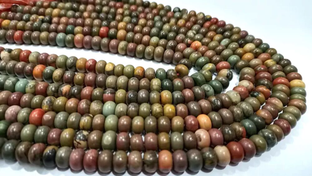 Natural Brown Jasper Rondelle Plain Smooth 8mm Gemstone Beads