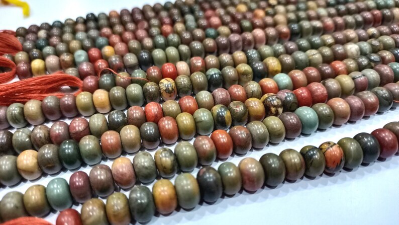 Natural Brown Jasper Rondelle Plain Smooth 8mm Gemstone Beads