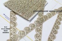 Dimond Lace & Fancy Lace - Golden Sequence, 1 Inch Width | Cut Work Pattern, Decorative Sequins, Elegant Bridal And Designer Lace