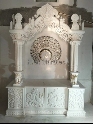 Elegant White Marble Temple for Pooja Room